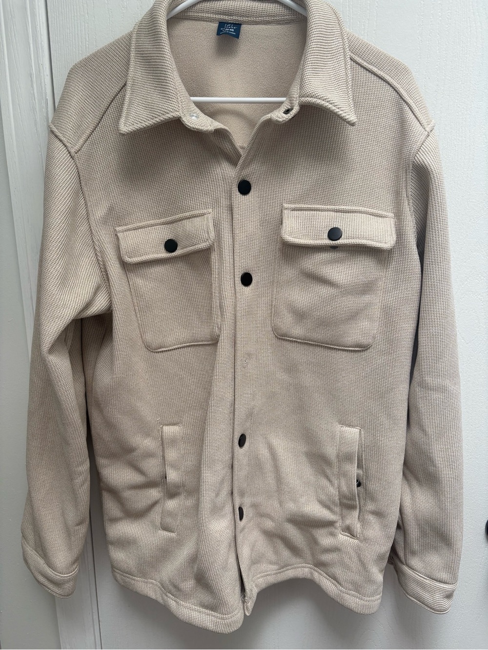George Cream Lightweight Shirt Jacket with Black Buttons